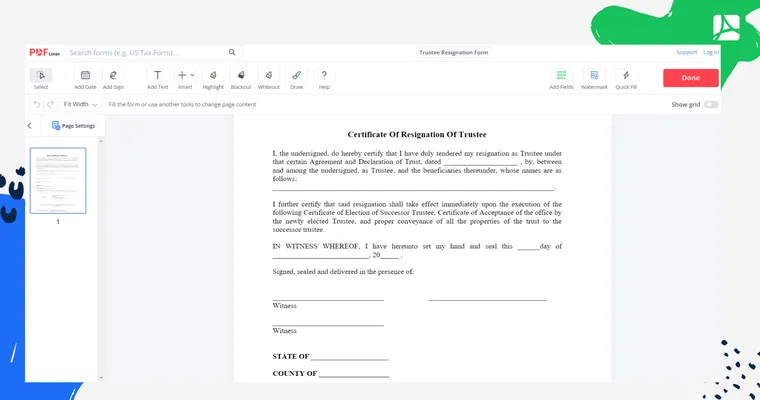 Want to resign as trustee.