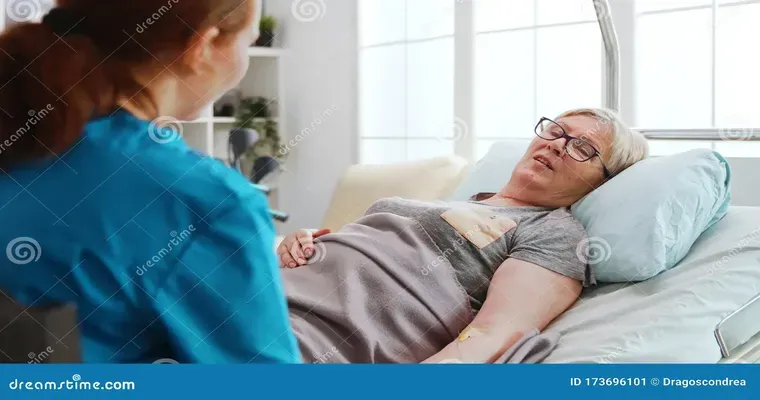 Nurse in nursing home lying.