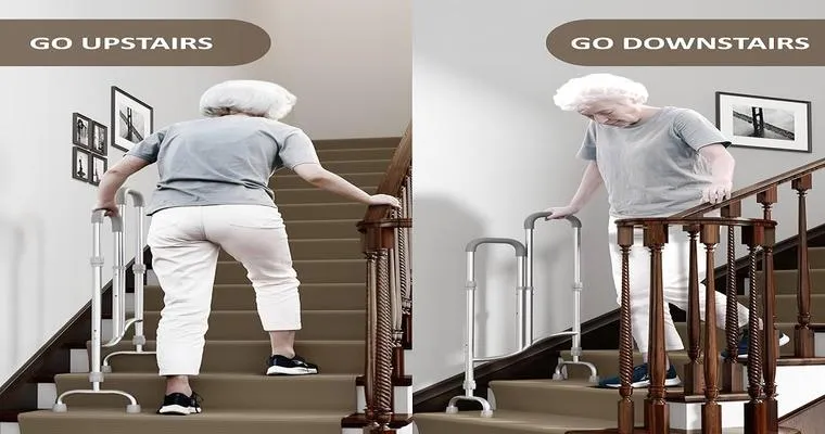 Mobility hint for negotiating stairs after various leg injuries.