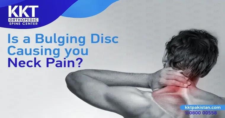 Head movement causes pain in the back of the neck. It has been said that it is caused by a bulging disc, due to osteoporosis.