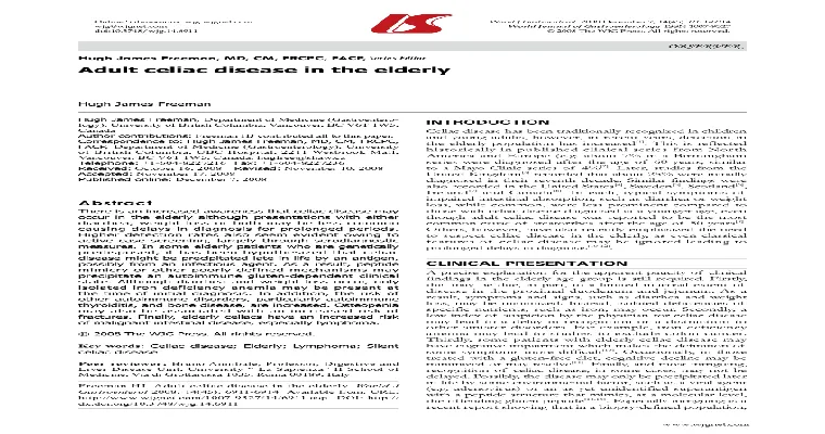 Celiac Disease in the Elderly